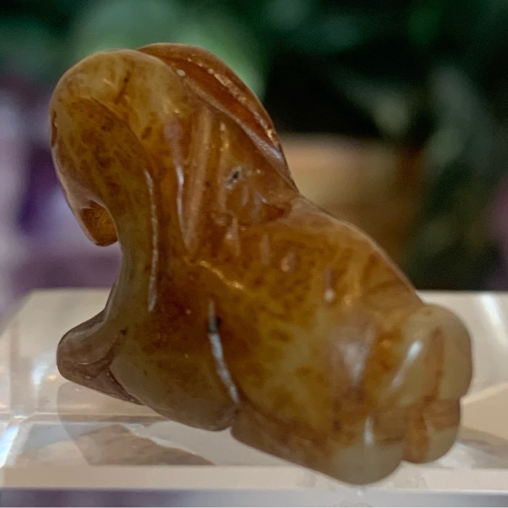 Hand Carved Jade Chinese Zodiac Ram Drilled Animal Bead Stone Figurine 20th C. - Picture 8 of 16